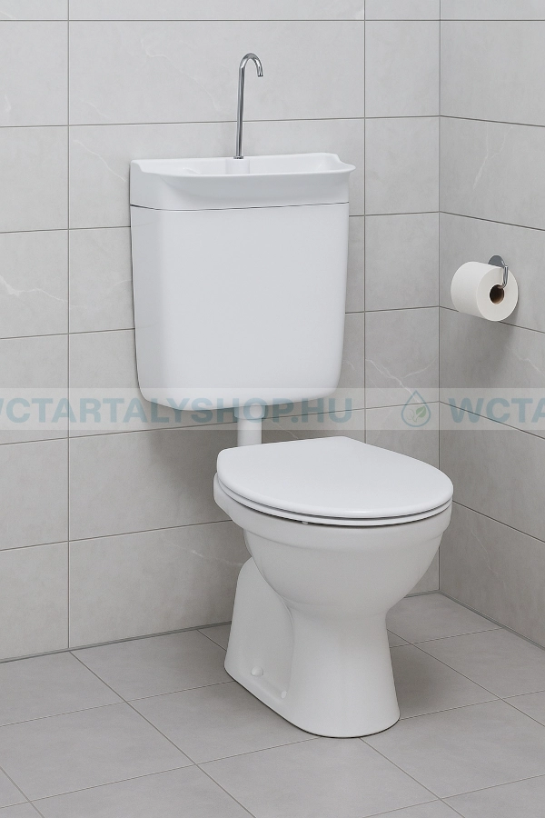 ECOSYSBOX ROUND kézmosós WC tartály,  balos kivitel, fehér színben (Kombi WC tartály és kézmosó)